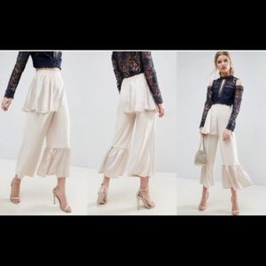 Wide Leg Pants Ruffle Design